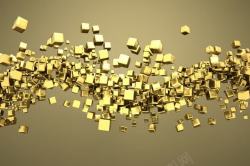 悬浮立方体飞舞着的金色正方体高清图片