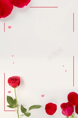 红色鲜花简约遇见女王节海报背景