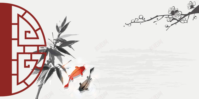 古典水墨手绘传统中国风海报背景矢量图背景
