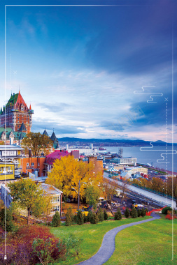 蓝色摄影加拿大城市旅游蓝天背景摄影图片