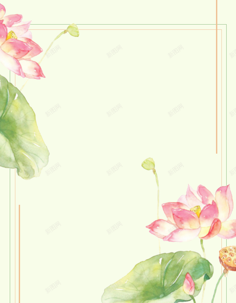 清新绿色中国风水墨画jpg设计背景_新图网 https://ixintu.com 中国风 中国风背景 云雾 复古 山水 桃花 水墨 电商背景 简约 荷花 莲花