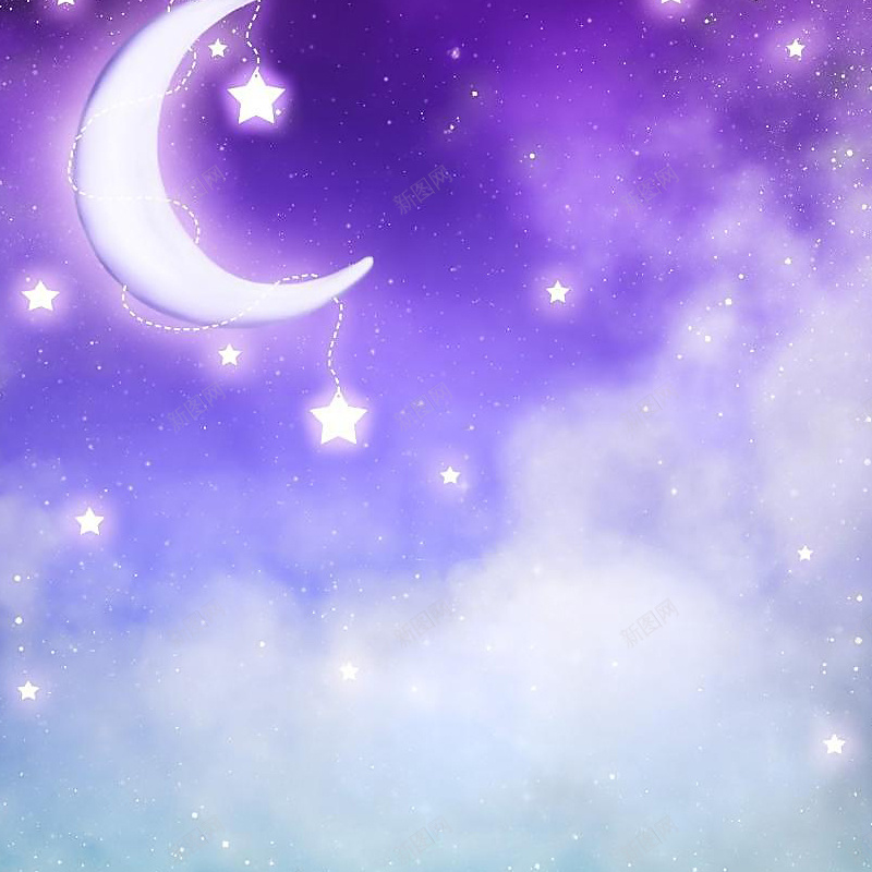 紫色梦幻月夜背景图jpg设计背景_新图网 https://ixintu.com 主图 卡通 手绘 星星 月亮 梦幻 童话 童趣 紫色