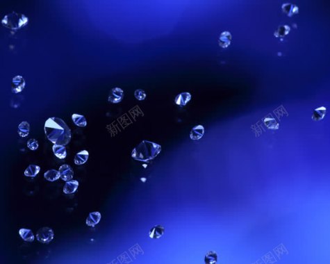 蓝色漂浮钻石装饰背景