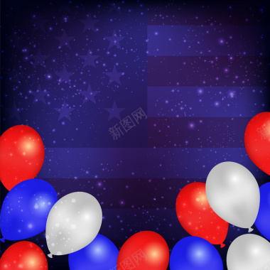 美国独立日气球贺卡矢量背景背景