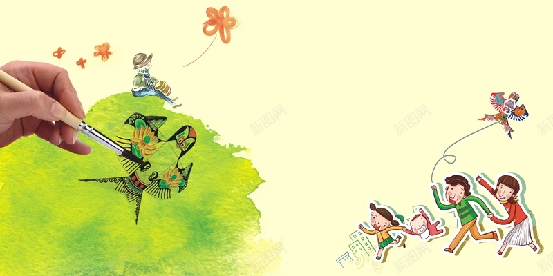 创意手绘风筝活动背景模板大全cdr设计背景_新图网 https://ixintu.com 儿童节 儿童节海报 创意活动 卡通 可爱 幸福 手绘 放风筝 模板 活动背景 玩耍