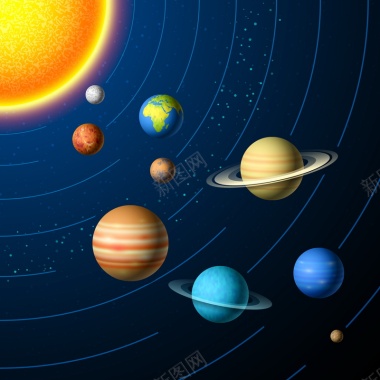 九大行星矢量图背景