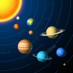 蓝色海王星九大行星矢量图高清图片