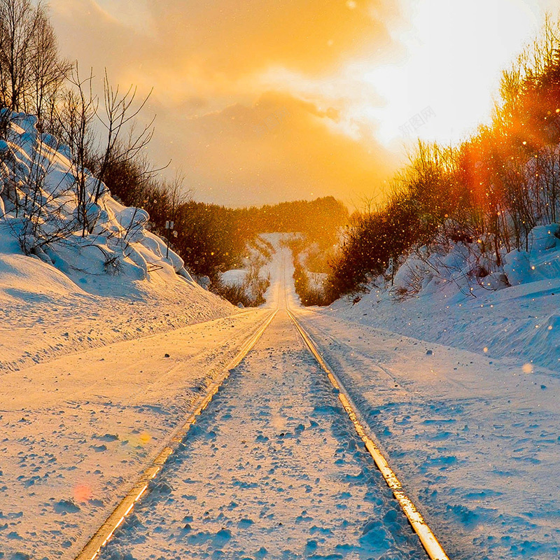 雪地夕阳背景jpg_新图网 https://ixintu.com 主图 夕阳 摄影 文艺 雪地 风景