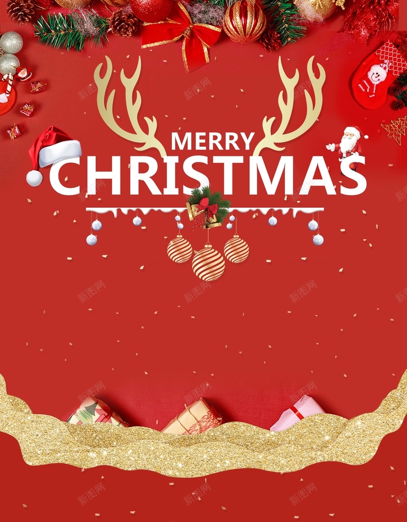 红色高端大气圣诞节节日促销海报jpg设计背景_新图网 https://ixintu.com 促销 圣诞节 大气 海报 礼物 红色 节日 高端