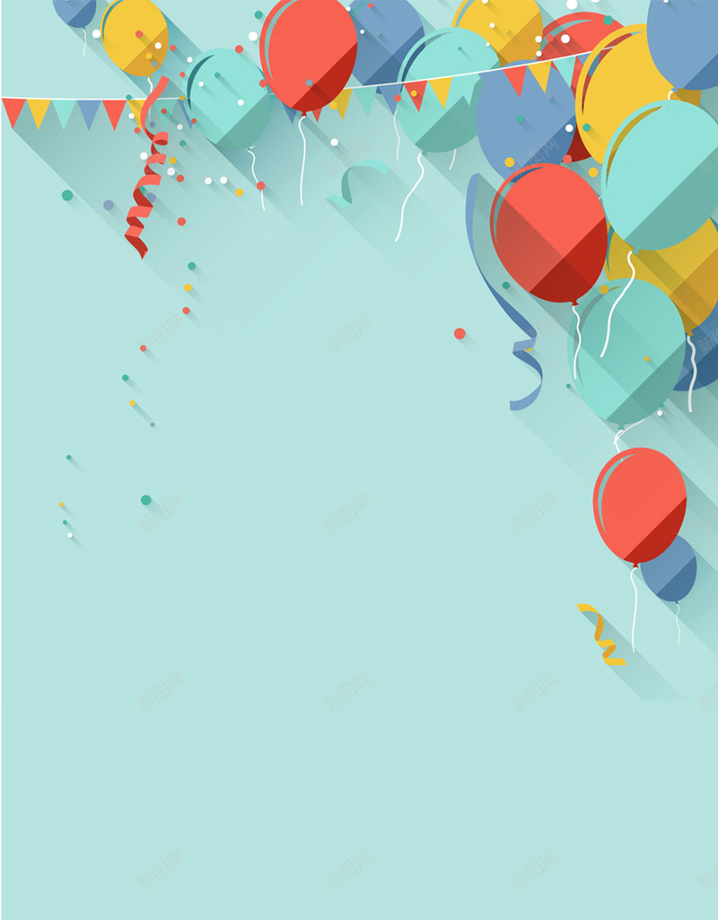 绿色简约剪纸气球生日快乐广告海报jpg设计背景_新图网 https://ixintu.com 剪纸气球 庆祝狂欢背景 彩带 生日快乐 生日聚会 生日聚会背景 生日聚餐 绿色简约 节日庆祝 节日背景