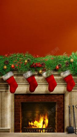 圣诞壁炉图片圣诞袜子和壁炉高清图片