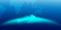 蓝色高峰论坛蓝色科技地球发布会展板背景高清图片