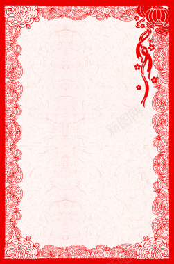 红色中国风剪纸海报背景背景