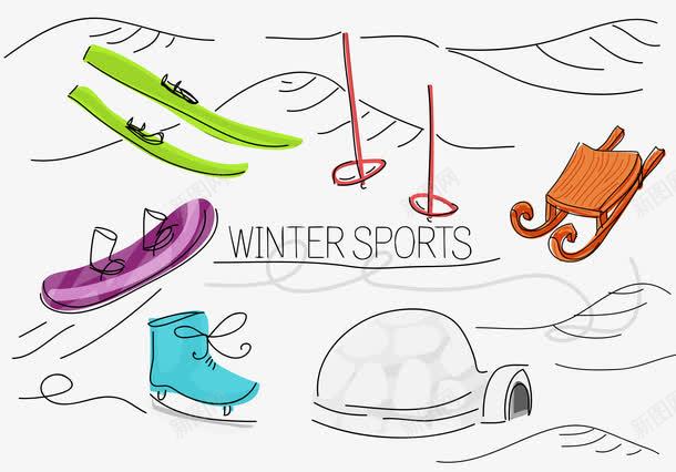 冬季运动合集png免抠素材_新图网 https://ixintu.com 冬季 帆船 溜冰 滑板 运动 雪橇