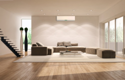 文艺家居客厅沙发家具与壁挂式空调背景高清图片
