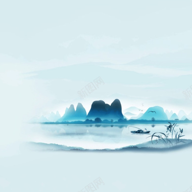 蓝色桂林山水主图背景