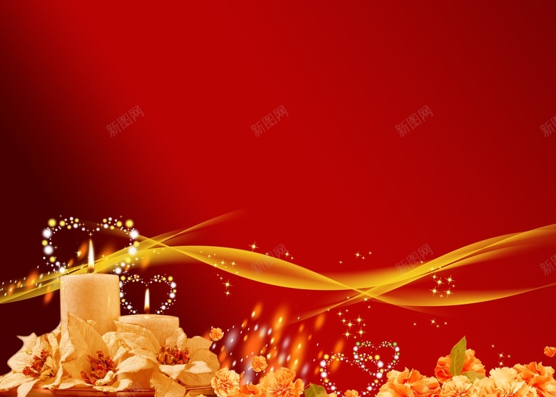 春节海报背景模板大全cdr设计背景_新图网 https://ixintu.com 喜庆 大全 开心 新年海报 红色 花卉 蜡烛