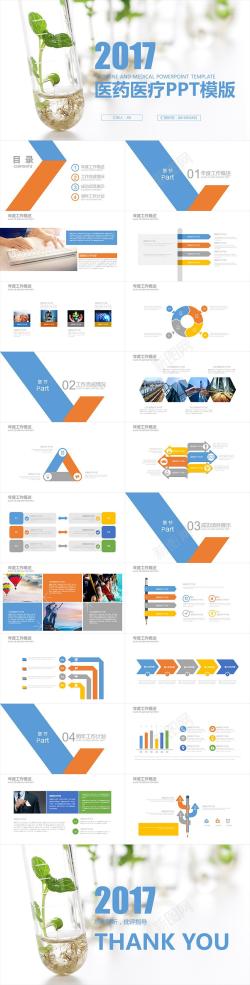 模板小清新医药医疗医学实验工作汇报PPT模板