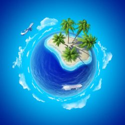 高清飞机水里的椰树高清图片
