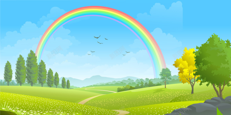 矢量夏季彩虹背景背景