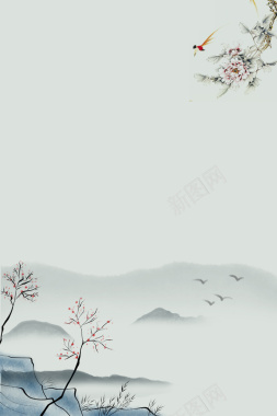 美术艺术字素材中国风水墨画古韵平面广告背景