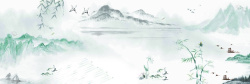 文房本宝古风山水画背景banner高清图片