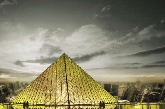 法国卢浮宫金字塔背景摄影图片
