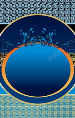 蓝色圆环上的花朵背景矢量图背景