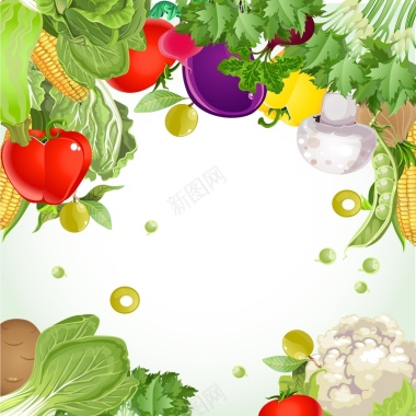 手绘蔬菜瓜果背景矢量图背景
