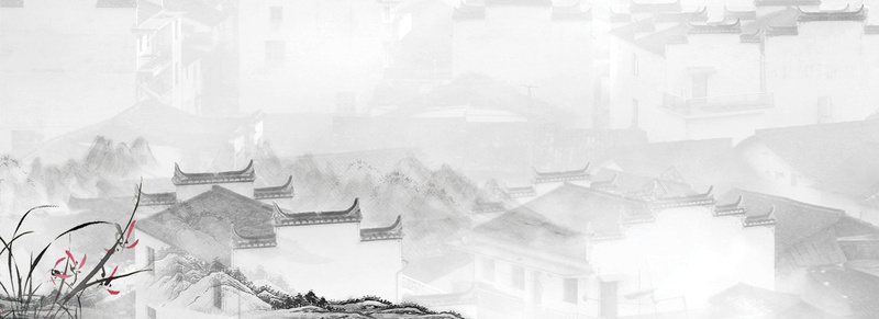 中国风古典徽派建筑banner背景