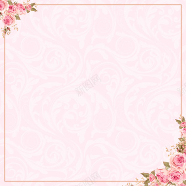 粉红花框背景模板主图背景