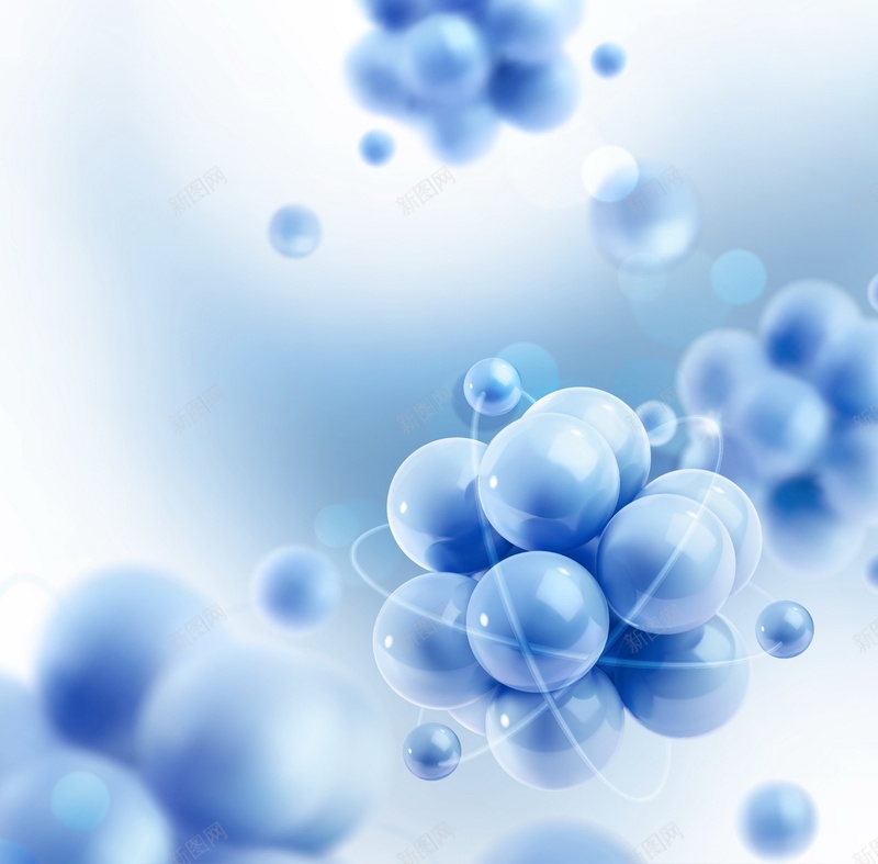 蓝色水分子jpg设计背景_新图网 https://ixintu.com 分子 气泡 水分子 水泡 结构 蓝色