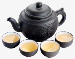 一壶茶简洁黑色茶杯茶壶一壶茶高清图片