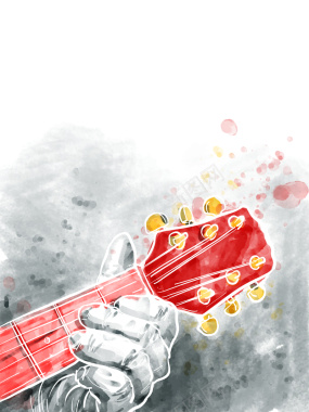 卡通手绘吉他音乐节海报背景矢量图背景