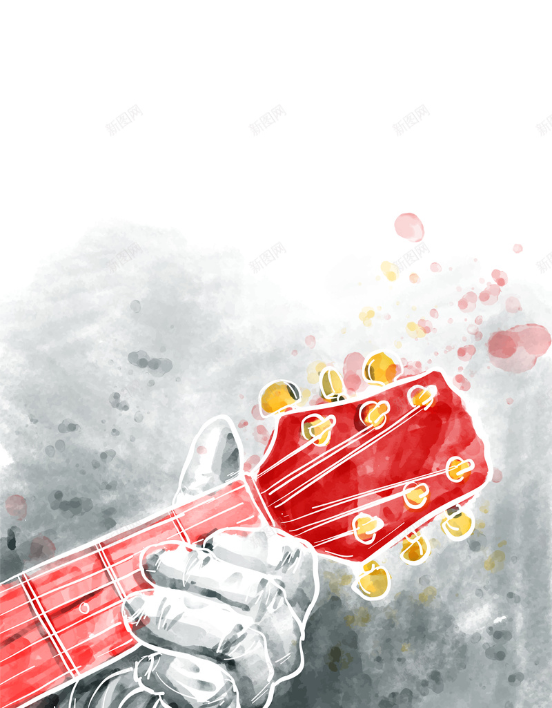 卡通手绘吉他音乐节海报背景矢量图eps设计背景_新图网 https://ixintu.com 卡通 吉他 手绘 水彩 海报 素材 背景 音乐节 矢量图