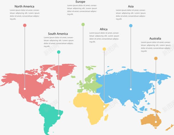 彩色世界地图和信息png免抠素材_新图网 https://ixintu.com 世界地图 信息 商务 地图 地球 平面地图 点状 科技 科技感地图