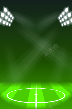 绿色灯光下的足球场平面广告矢量图背景