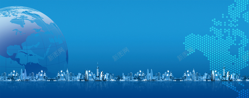 蓝色商务城市建筑地球蓝色背景背景
