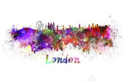 伦敦标志性建筑水彩墨迹伦敦插画高清图片