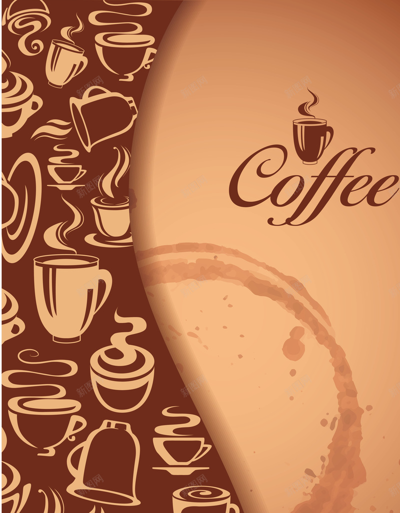 coffee背景矢量图ai设计背景_新图网 https://ixintu.com coffee 咖啡 梦幻 棕色 浪漫 浪漫幸福 花纹 矢量图