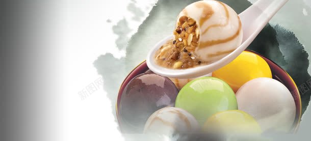 美食背景jpg设计背景_新图网 https://ixintu.com 中国风 元宵节海报 汤圆 甜品 美食挂图