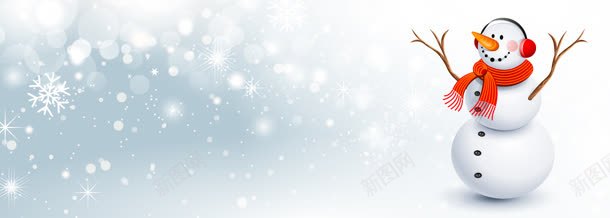 圣诞节雪人banner背景jpg设计背景_新图网 https://ixintu.com 冬季背景 店庆背景 雪人 雪花