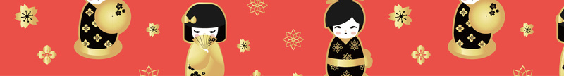 日式元素海报背景矢量图ai设计背景_新图网 https://ixintu.com 女孩 日本 日本美女 标签 海报 红色 美女 花纹 金色 金色标签 矢量图
