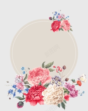 矢量清新质感水彩手绘花朵花团背景背景