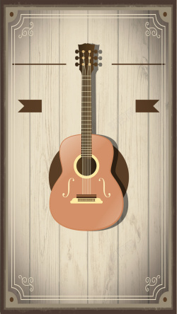 木板与吉他图片复古吉他简约文艺背景高清图片