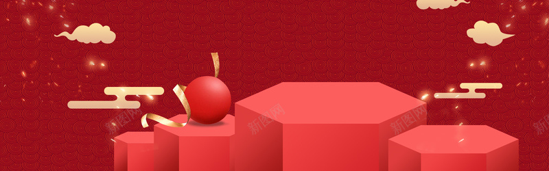 年货海报版面新年快乐简约红色背景背景