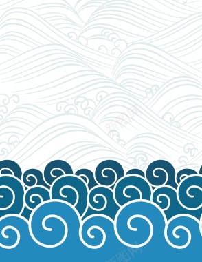 矢量中国风古典海水波浪纹背景背景