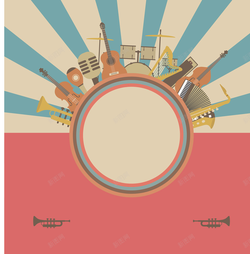 音乐会海报背景矢量图ai设计背景_新图网 https://ixintu.com 乐器 放射 海报 激情 狂欢 背景 音乐 矢量图