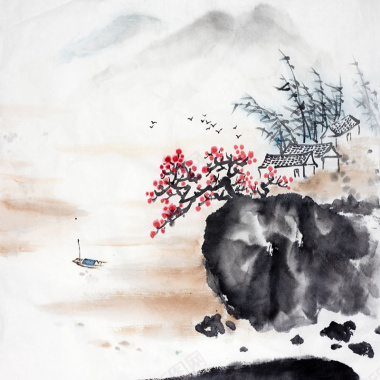 中国风山水画背景背景
