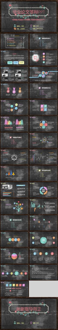工业风格黑板风格工业毕业论文答辩PPT模板